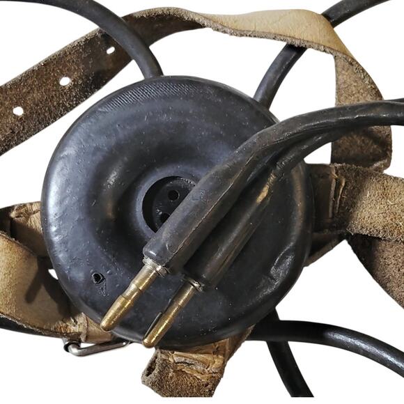 WWII Bakelite Radio Plug-In Headset, Rubber Sleeve Cushion, Original Straps - Picture 6 of 6